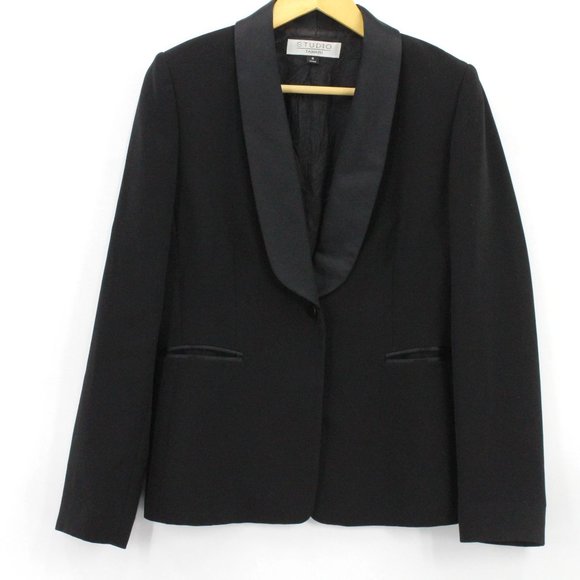 Studio Tahari Jackets & Blazers - Studio Tahari Blazer Women's Casual Solid Black One Button Front Lined Size 8